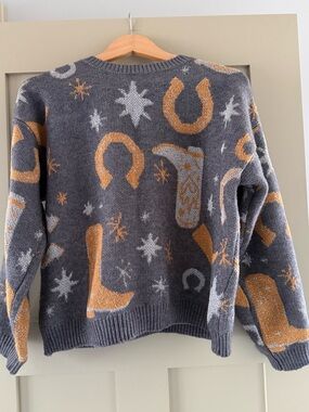 Sunday Up Gray Western Crewneck Sweater